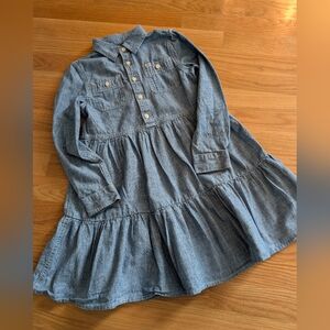 Polo Ralph Lauren Girl's Chambray Tiered Ruffle Dress Size 6X